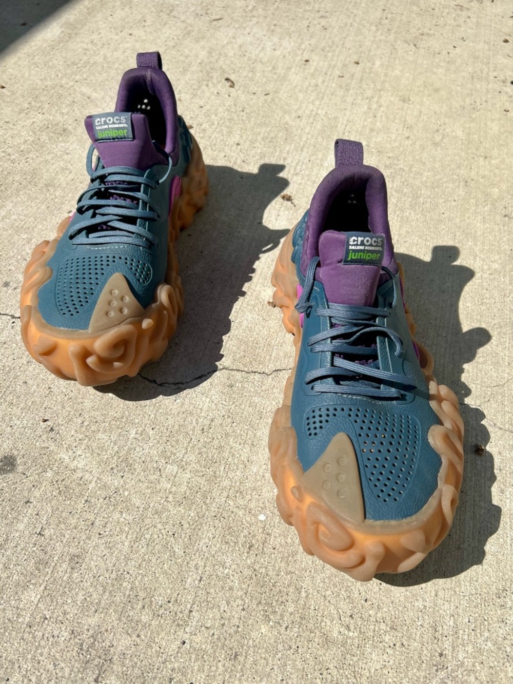 CROCS Teal & Purple Trail-Style Runner with Gum Sole - Picture 2 of 5